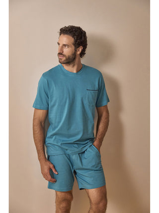 Pigiama corto con coulisse in 100% cotone