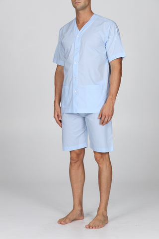 Pigiama Corto In Popeline Di Puro Cotone