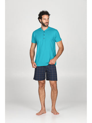 Pigiama corto serafino con giacca unita Quadro Alpina