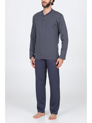 Pigiama lungo serafino in caldo interlock di puro cotone anncercgr Alpina