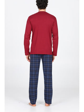 Pigiama lungo serafino in morbido cotone naturale Scozzese Alpina