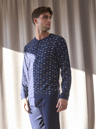 Pigiama lungo serafino tuta in puro cotone annaerei Alpina