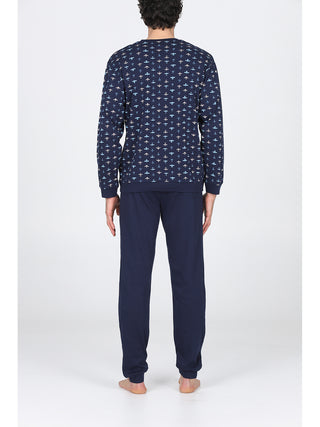 Pigiama lungo serafino tuta in puro cotone annaerei Alpina