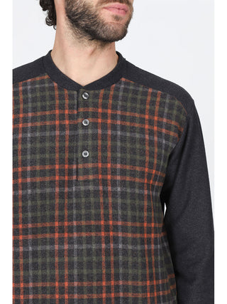 Pigiama lungo serafino tuta in caldo cotone Scoz.grigi Alpina