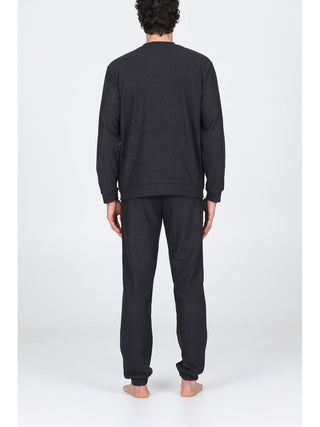 Pigiama lungo serafino tuta in caldo cotone Scoz.grigi Alpina