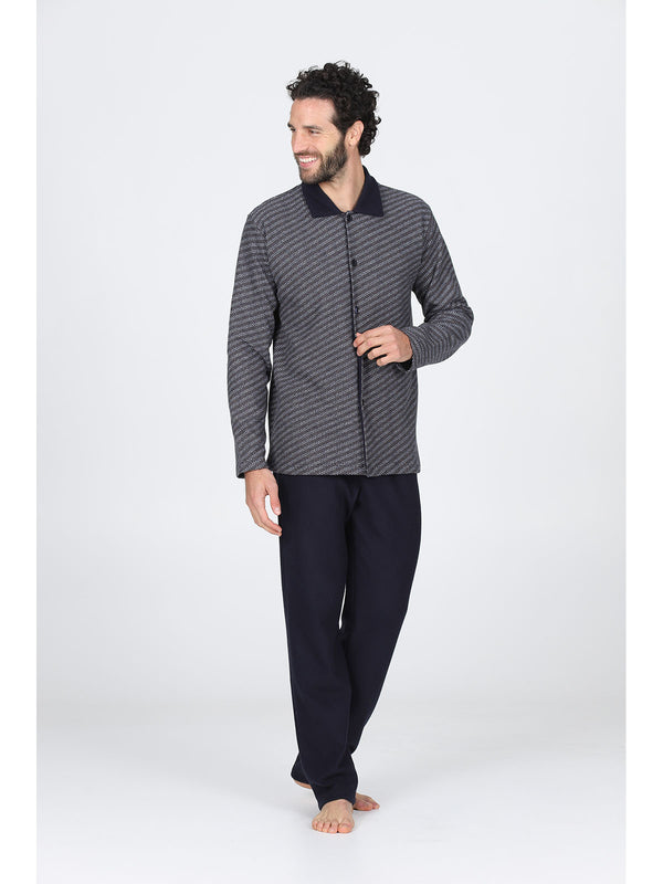 Pigiama Lungo Cardigan In Caldo Cotone