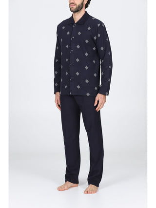 Pigiama lungo cardigan in caldo cotone annrombo Alpina