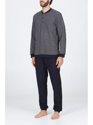 Pigiama lungo serafino in caldo cotone Cravatta Alpina