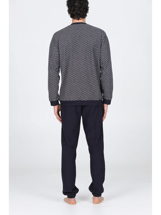 Pigiama lungo serafino in caldo cotone Cravatta Alpina