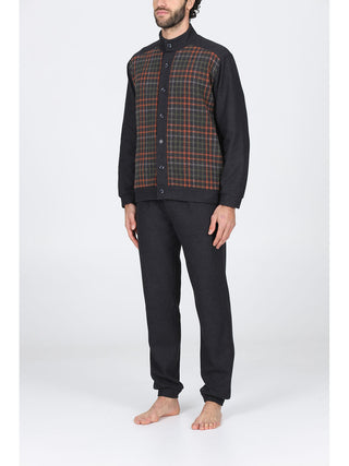 Pigiama lungo cardigan tuta Scoz.grigi Alpina