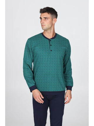 Pigiama con bordi in puro cotone pettinato