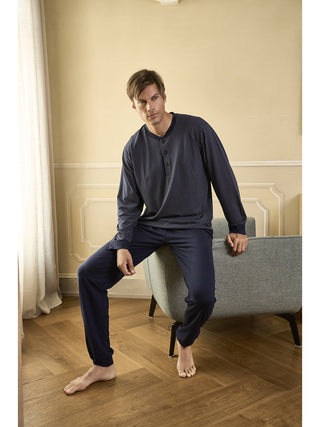 Pigiama  Con Bordi In Puro Cotone Pettinato