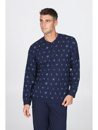 Pigiama Con Bordi In Puro Cotone Pettinato