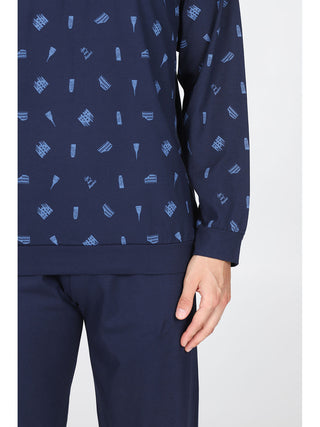 Pigiama Con Bordi In Puro Cotone Pettinato