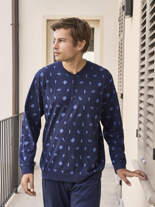 Pigiama Con Bordi In Puro Cotone Pettinato