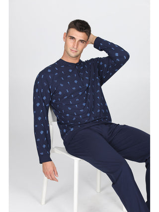 Pigiama Con Bordi In Puro Cotone Pettinato