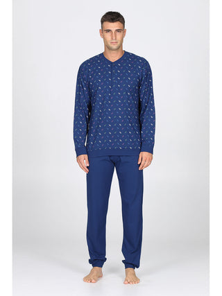 Pigiama Con Bordi In 100% Cotone