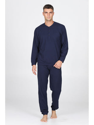 Pigiama Con Bordi In Fresco Jersey Di Puro Cotone