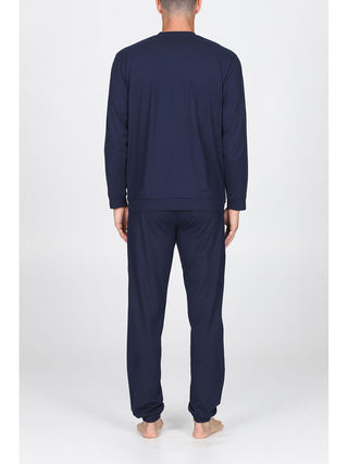 Pigiama Con Bordi In Fresco Jersey Di Puro Cotone