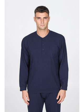 Pigiama Con Bordi In Fresco Jersey Di Puro Cotone