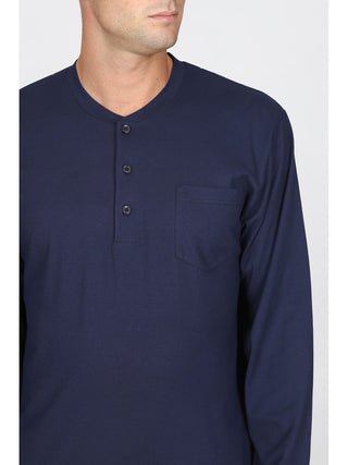 Pigiama Con Bordi In Fresco Jersey Di Puro Cotone