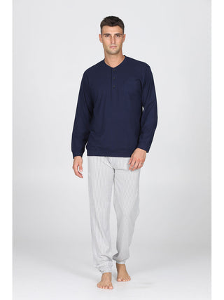 Pigiama Con Bordi In Fresco Jersey Di Puro Cotone