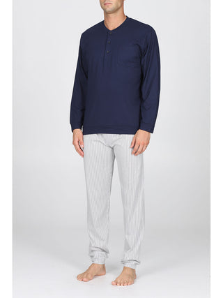 Pigiama Con Bordi In Fresco Jersey Di Puro Cotone