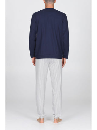 Pigiama Con Bordi In Fresco Jersey Di Puro Cotone