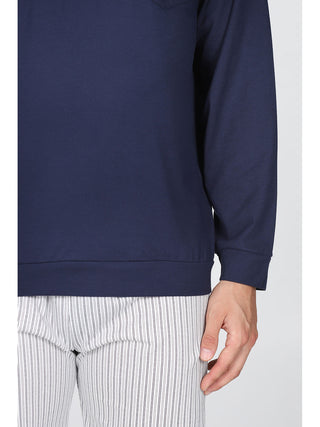 Pigiama Con Bordi In Fresco Jersey Di Puro Cotone