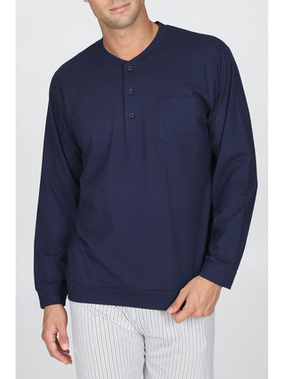 Pigiama Con Bordi In Fresco Jersey Di Puro Cotone