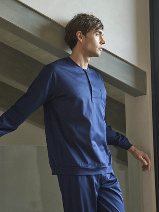 Pigiama aperto in pregiato jersey di cotone mercerizzato