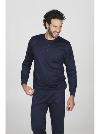 Pigiama aperto in pregiato jersey di cotone mercerizzato