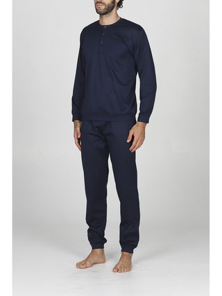 Pigiama aperto in pregiato jersey di cotone mercerizzato