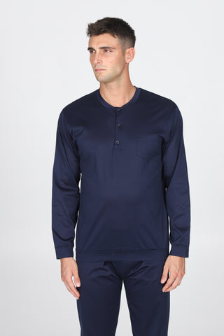 Pigiama Aperto In Pregiato Jersey Di Cotone Mercerizzato