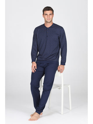 Pajama With Serafino Neck In 100% Cotton