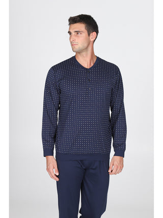 Pigiama Serafino In Jersey Di 100% Cotone