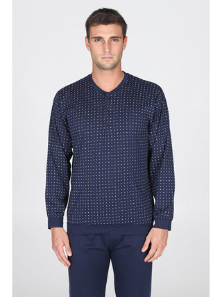 Pigiama Serafino In Jersey Di 100% Cotone