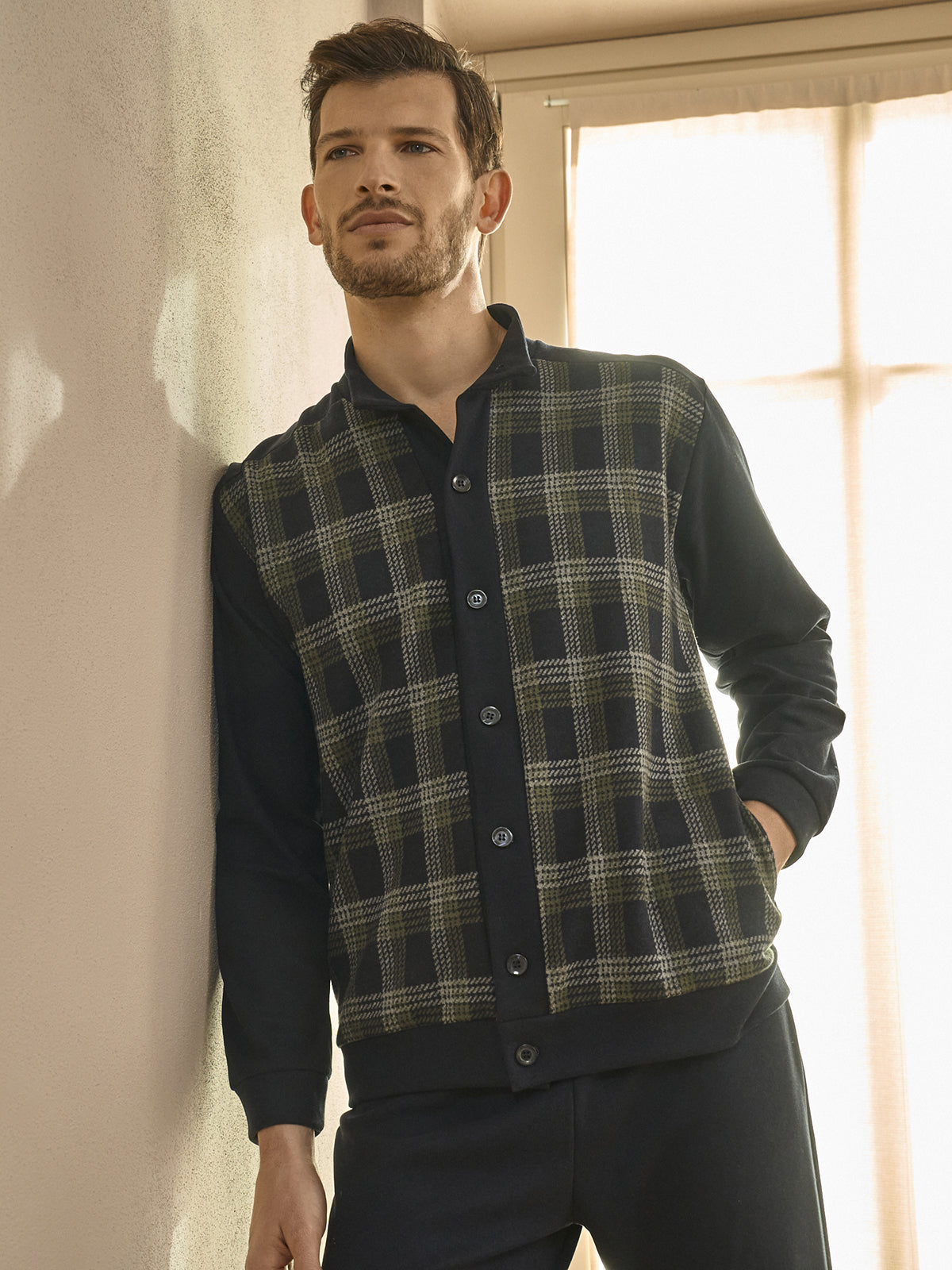 Completo notte in cotone jacquard