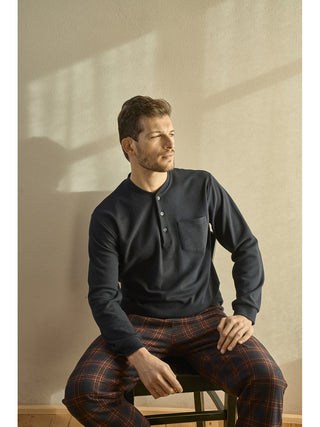 Caldo pigiama in cotone jacquard