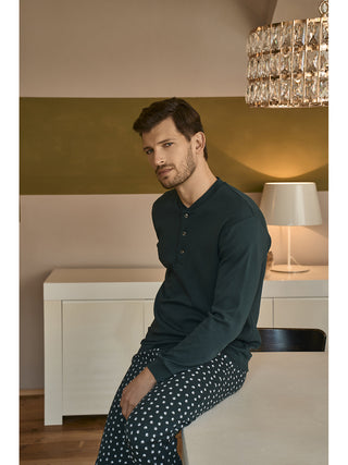 Caldo pigiama lungo in puro cotone