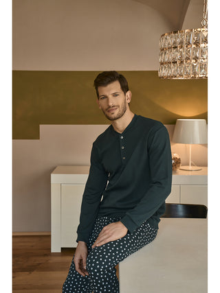 Caldo pigiama lungo in puro cotone