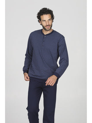 Pigiama lungo uomo stampa geometrica