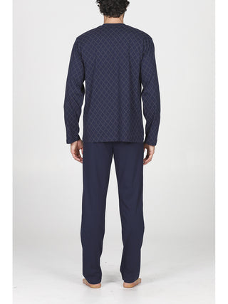 Pigiama lungo serafino in fresco jersey 100% cotone