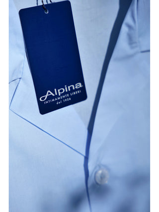 Pigiama cardigan in popeline puro cotone Azzurro Alpina