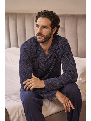 Pigiama lungo cardigan in fresco jersey 100% cotone