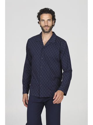 Pigiama lungo cardigan in fresco jersey 100% cotone