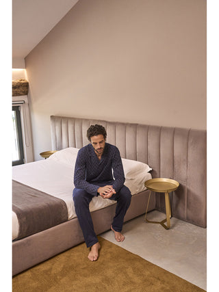 Pigiama lungo cardigan in fresco jersey 100% cotone