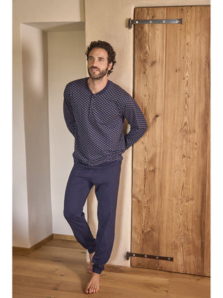 Fresco pigiama lungo in jersey di puro cotone