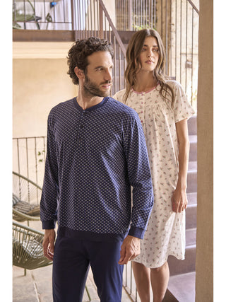 Fresco pigiama lungo in jersey di puro cotone