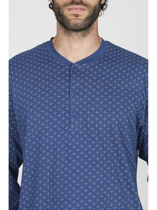 Pigiama lungo serafino in puro cotone